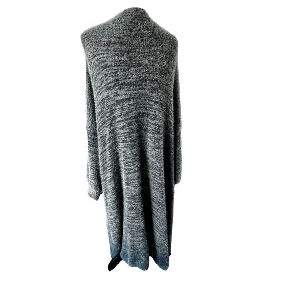 BLACK‎ TAPE Women's 3X Gray Fuzzy Fur Knit Long Cardigan Sweater Open Front Cozy - Picture 3 of 9